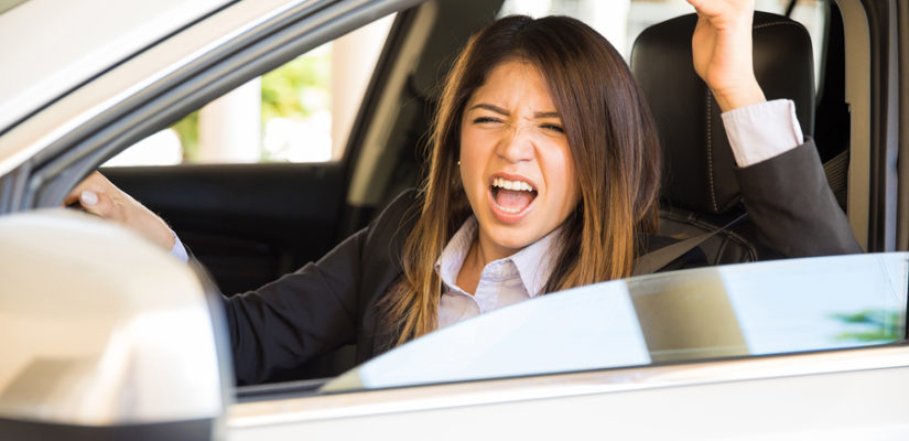 Young Woman With Road Rage